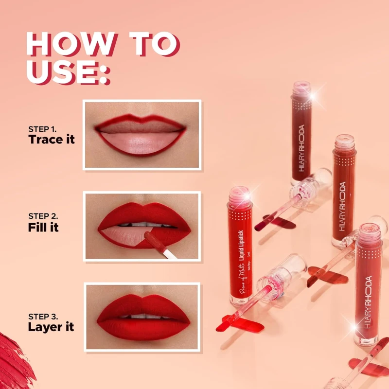 Hilary Rhoda Power Of Matte Liquid Lipstick | Buildable Colour | Long Lasting & Matte Finish | Lightweight & Non-Drying Formula | Smudge Proof & Non-Transferable | 3ml (Make Me Mocha - Shade 01) thumbnail 6